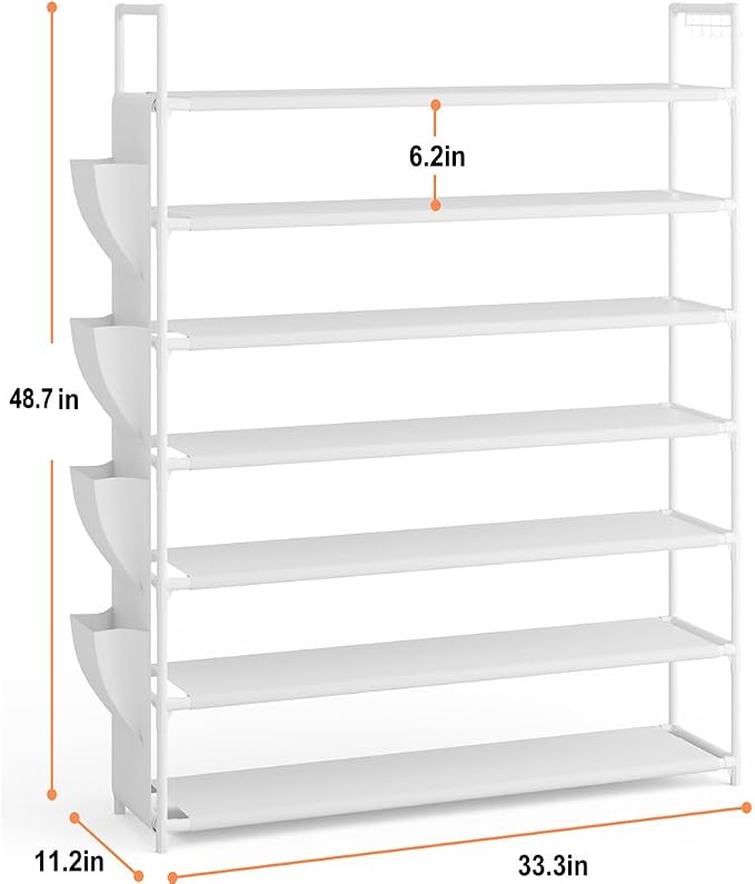 OYREL Shoe Rack 7 Tier Tall 28-35Pairs Organizer Storage | Closet Entryway Garage Large StorageShoes Holder Stand, Sturdy Metal Free Standing Boot Shelf Tower White