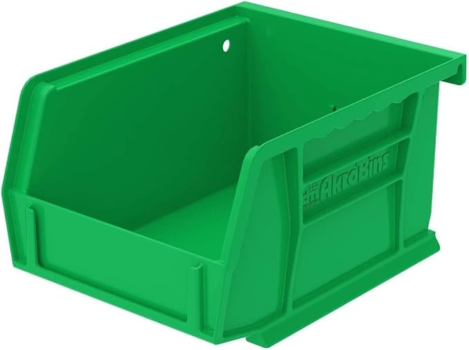 Akro-Mils 30210 AkroBins Plastic Storage Bins, 5"x4"x3", Green, 24-Pack | Space-Saving Stackable Bins for Garage, Pantry, Craft Organization
