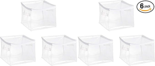 Amazon Basics Clear Zippered Storage Bags for Closet Organization, Stackable Clothing and Linen Storage Containers, 6-Pack