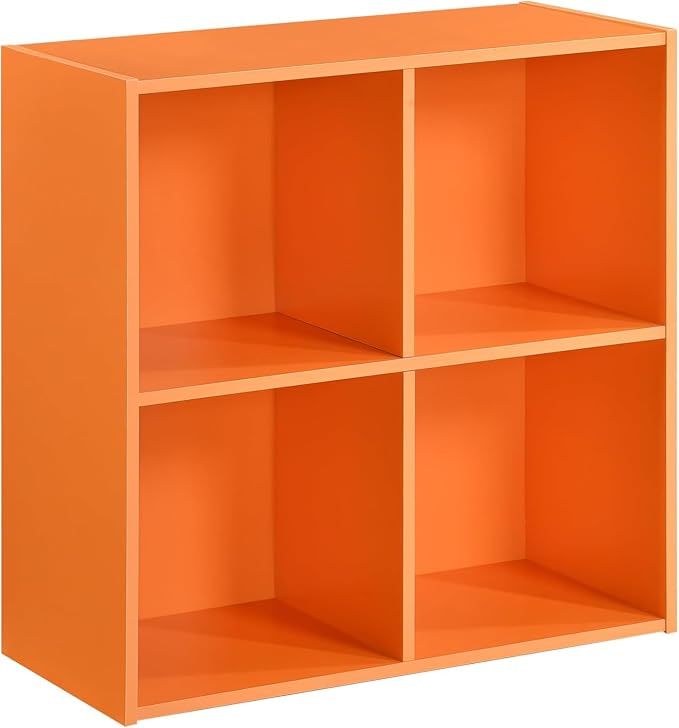 KB Designs - Orange 4 Cube Storage Organizer Book Shelf, Toy Storage Organizer for Nursery, Kids Room, Playroom and Bedroom