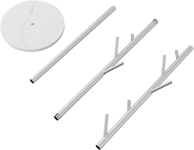 Silver Coat Racks with 8 Hooks, Branches Coat Tree Entryway, Freestanding | Modern Hat Rack, Easy to Assemble, Heavy Stable Marble Base
