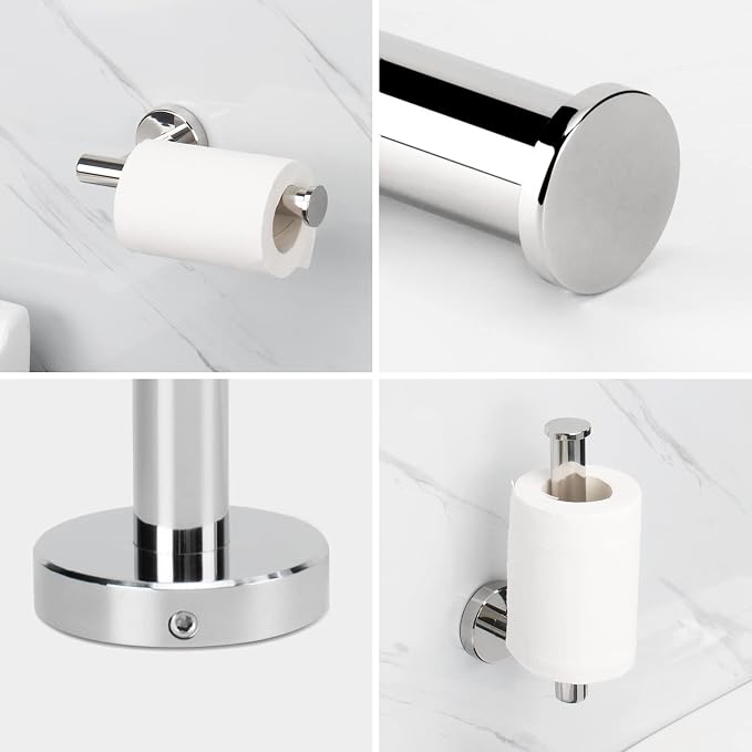 NearMoon Bathroom Hardware Set SUS 304 Thicken Stainless Steel-Towel Bar Set Include 16" Towel Rod, Toilet Paper Holder, Multifunctional Hooks Bathroom Accessories (Chrome Finish, 5 Pcs)