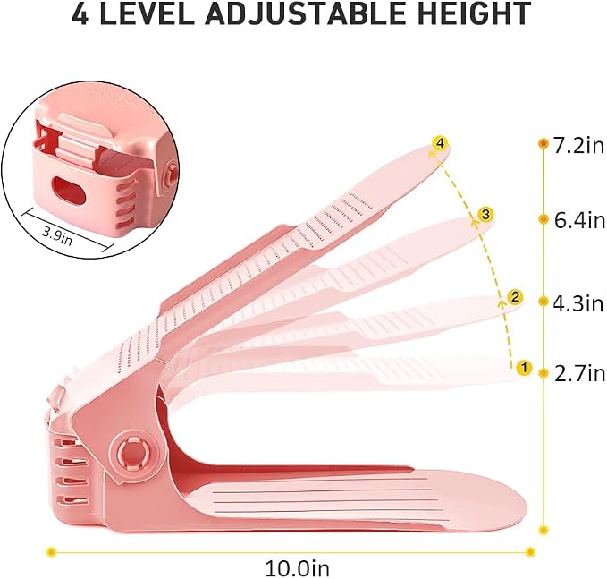 Shoe Slots Organizer 36 Pack - Shoe Organizer Space Saver 50%,Adjustable Thickening Shoe Stackers for a pair of Shoes,Shoe Storage Shoe Rack Holder for closet organization,organizador de zapatos,Pink | Adjustable shoe Organizer for Closet Storage,Thick...