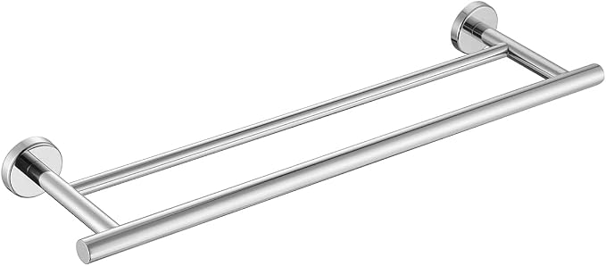 JQK Double Towel Bar Chrome, 20.5 Inch 304 Stainless Steel Thicken 0.8mm Towel Rack Bathroom, Towel Holder Polished Steel Wall Mount, Useable Length 18 Inch, TB100L18-CH