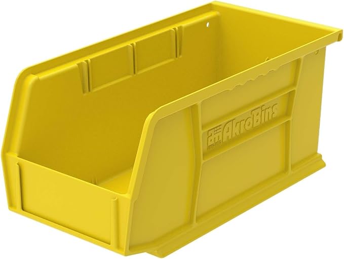 Akro-Mils 30230 AkroBins Plastic Storage Bins, 11"x5"x5", Yellow, 12-Pack | Space-Saving Stackable Bins for Garage, Pantry, Craft Organization