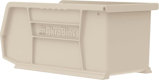 Akro-Mils 30230 AkroBins Plastic Storage Bins, 11"x5"x5", Stone, 12-Pack | Space-Saving Stackable Bins for Garage, Pantry, Craft Organization