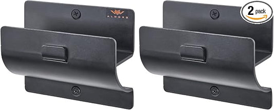 Ladder Hanger Set of 2 for Garage Wall - Black Heavy Duty Utility Hook | Wall Mount Ladder Storage, Versatile Tool Holder To Maximize Space In Shed, Workshop, Garden, Hang Wheelbarrow, Folding Chair