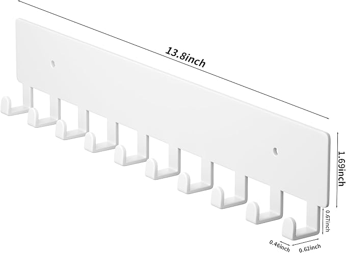 GTK Key Holder for Wall, Key Hooks with 10 Hooks, Wall Mounted Key Holder for Hallway, Self Adhesive Key Rack(White)