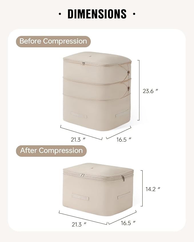 Eachy 3-Pack Comforter Storage Bag Blanket Storage Bags, 136L Compression Bags for Blanket Comforter, Ultra Space Saving Self Compression Organizer