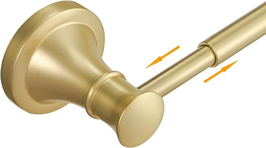 BESy Towel Racks for Bathroom Wall Mounted Bath Towel Bar Brushed Gold | Adjustable 16-26 In, Wall Mounted Towel Holder, Stainless Steel, Rustproof, Towel Bar Rod Hanger Hardware Accessories Hotel