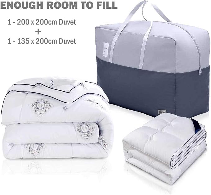 75L large Zipper Under-bed Comforter Storage Bag,2park moving bag | (2) Folding Blanket Storage Bag with Reinforced Handle, Bedding, Quilt, Clothes, Pillows, travel storage organizer, Grey