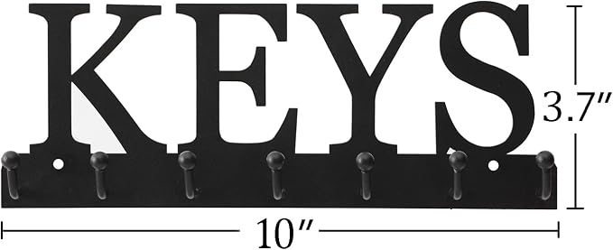 Lixgifts Key Holder Wall Mounted Key Hooks for Wall Decorative with 7 Hooks Black Metal Key Organizer Rack Hanger for Entryway, Front Door, Hallway, Office 10X3.7 inches