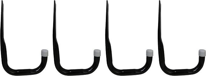 Shepherd Hardware 8089E Heavy Duty Steel 5-Inch Garage Storage Utility Hooks, 4 Pack, Black