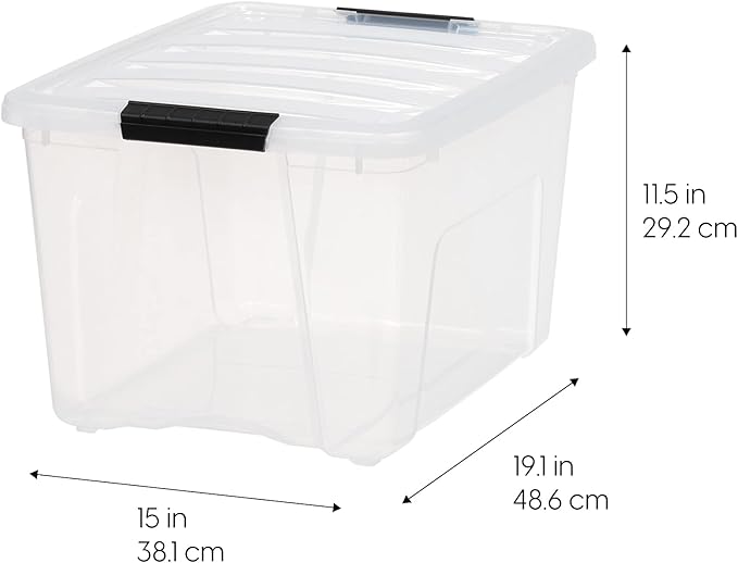 IRIS USA 6-Pack 40 Quart Storage Bins with Lids, Clear | Transparent design makes contents easy to find. Perfect for moving, blankets, clothing, and garage storage. Nestable design