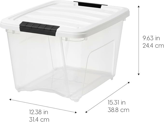 IRIS USA 19 Qt Stackable Storage Bins with Lids, 6 Pack, Clear Plastic | Clear BPA-free bins with secure latches organize crafts, toys, shoes, office supplies, pantry items, and closets.