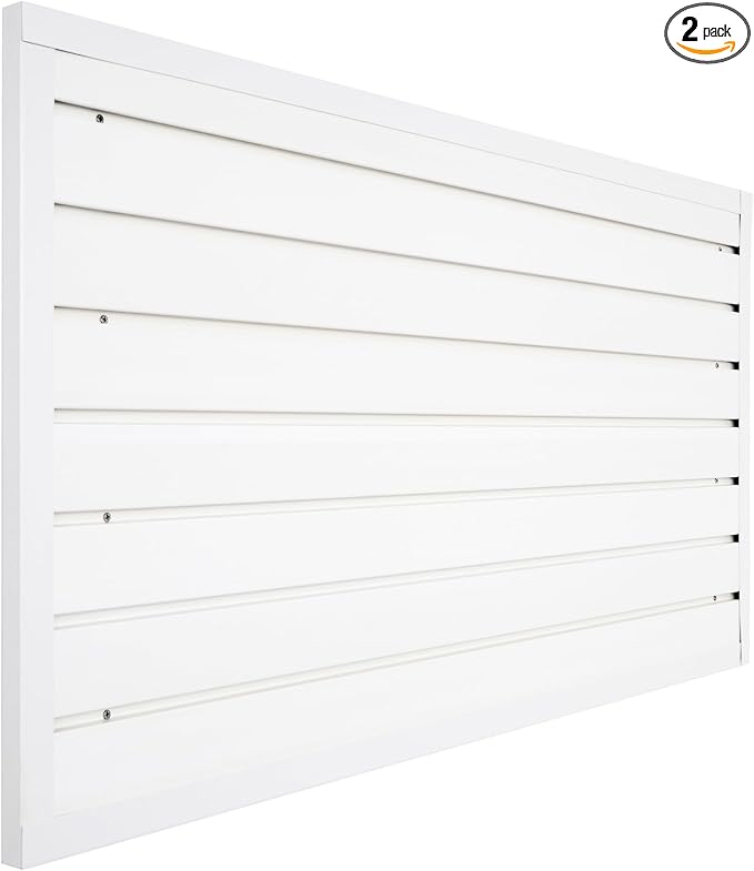 FRAYSCENT Slat Wall Paneling Garage Wall Organizer, Slatwall Panels Garage Tool Organizer Wall Mount Garage Slat Wall Storage Systems, Slat Board PVC Wall Panels Garage Storage (White, 4ftx2ft)