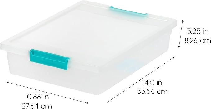 IRIS USA Storage Bins with Lids |Made in USA| 6 Qt - (4-Pack) - Clear | Sensory Craft Organizers, Plastic Clip Box Totes, Flat Containers for Organizing Paper, Office, Art & Study Supplies