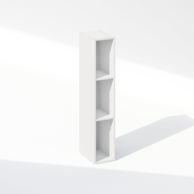 Furinno Reed 3-Tier Closet Organizers and Storage, Closet Organizer, Open Shelf Closet Storage, for Wardrobe, Bedroom, Living Room, 6-Inch Width, White