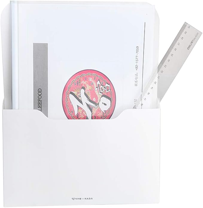 Marbrasse Magnetic File Holder - Magnetic Paper Holder, Pocket Organizer Office Supplies Storage Mail Organizer for Notebooks,Planners,Letter (1 Pack)