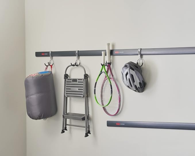 Rubbermaid Fasttrack Compact Hook for Garage Organization, Soft Grip, Ideal for Cords/Ropes/Small Hoses/Camping Chairs (Pack of 6)