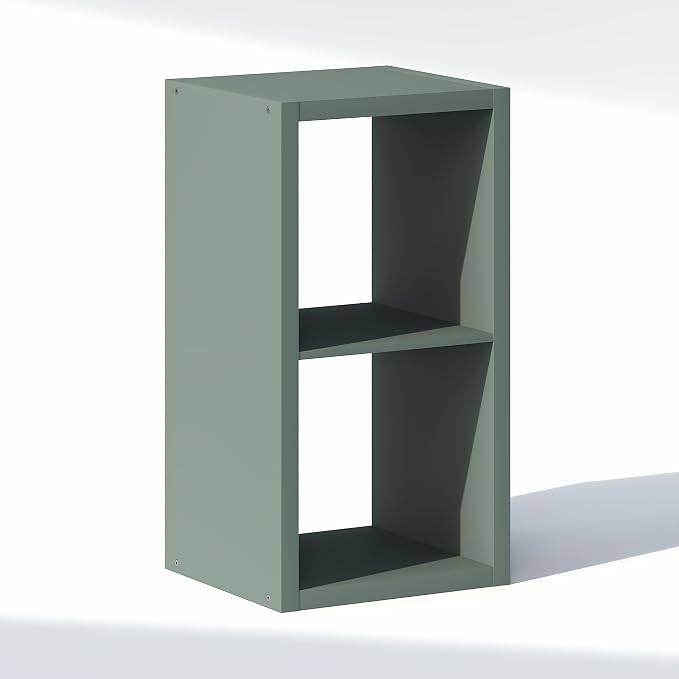 Furinno Cubic Extra Thick 2-Cube Closet Organizers and Storage, Sage Green | 14.6 x 16 x 30 in, Open Shelf Closet Storage, Closet Organizer, for Wardrobe, Bedroom, Living Room