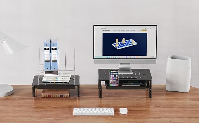 Zimilar 2 Pack Monitor Stand Riser with Drawer, 3 Height Adjustable | Monitor Stand with Unique Star Mesh, Metal Monitor Riser for Computer Laptop Notebook Printer