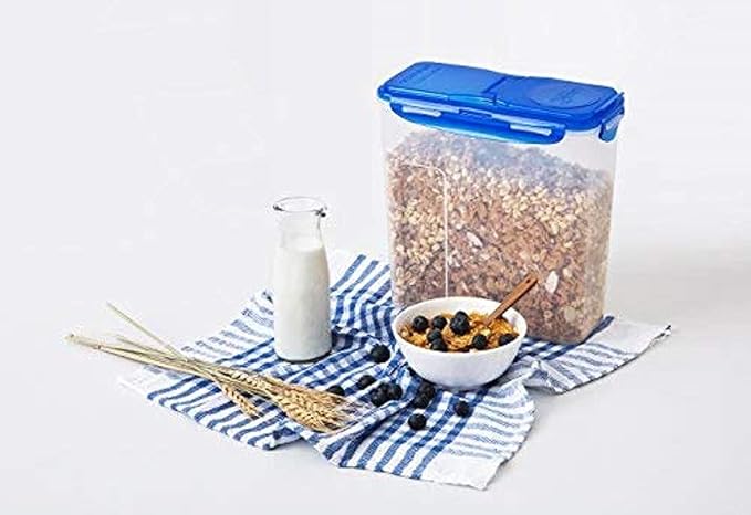 LOCK & LOCK Easy Essentials Food lids (flip-top) / Pantry Storage/Airtight containers, BPA Free, top-16.5 Cup-for Cereal, Clear (Pack of 2)