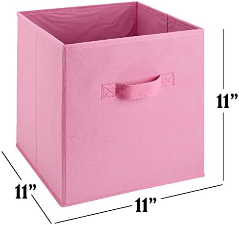 Handy Laundry 6-Pack Foldable Cube Storage Bins – Decorative Collapsible Organizer for Shelves, Closets, Underbed, Clothes, or Kids’ Toys (Pink)