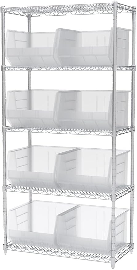 Akro-Mils 30270 AkroBins Plastic Storage Bins, 18"x16"x11", Clear, 3-Pack | Space-Saving Stackable Bins for Garage, Pantry, Craft Organization
