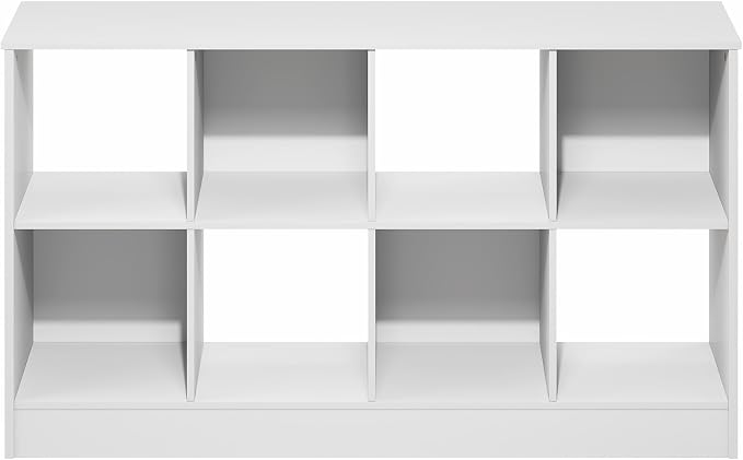 Furinno Jensen Book Shelf, 8-Cube Farmhouse Bookshelf, Display Bookcase, 11.8 x 47.6 x 26.8, for Living Room, Bedroom, Home Office, White