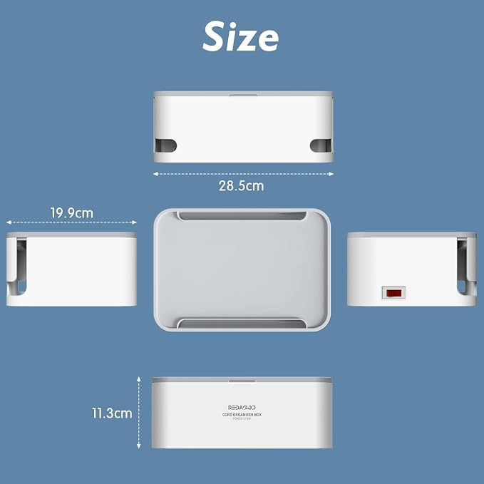 Power Strips with Cable Management Box, Surge Protector, White | Cord Organizer with 8 Outlets 3 USB Ports Switch Control, 6.6 ft Plug Extension Cord, Charging Station for Dorm, Office, Home