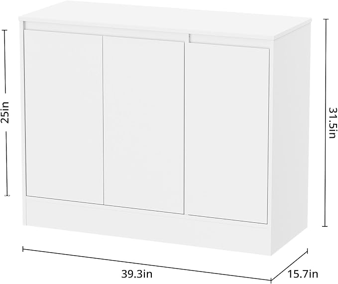 Housoul Buffet Cabinet with 3 Doors, Coffee Bar Cabinet with Storage, White | Modern Kitchen Sideboard Cabinet, Storage Cabinet with Adjustable Shelves, Buffet Cabinet for Living Room, Kitchen