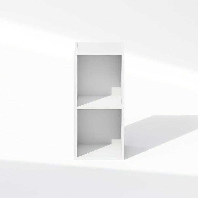 Furinno Reed 2-Tier Closet Organizers and Storage, Closet Organizer, Open Shelf Closet Storage, for Wardrobe, Bedroom, Living Room, 10-Inch Width, White