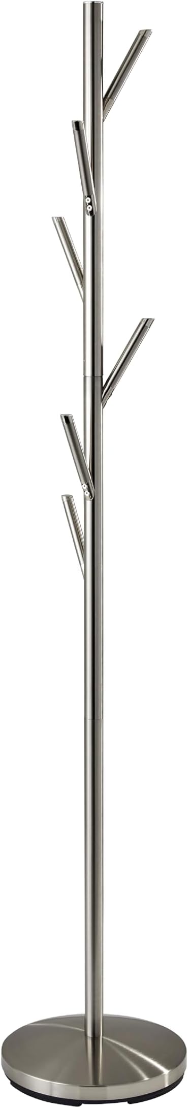 Adesso Coat Rack, Brushed Steel, 6 Hooks, Space-Saving, 67" | Evergreen Entryway Coat Rack for Organizing Coats, Bags, Purses, and Hats in a Foyer, Mudroom, Bedroom, or Office
