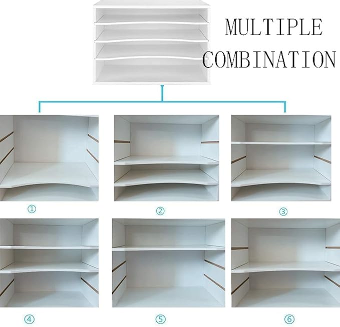 EMERIT Paper Organzier Wood Desktop Organizer Storage Letter Tray File Sorter with Adjustable Shelves for Home Office
