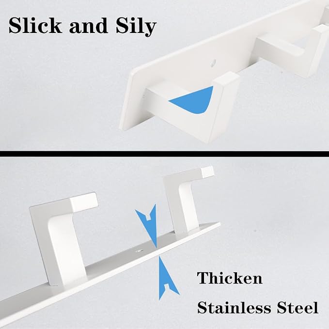 Coat Rack, Heavy Duty Stainless Steel 3 Tri Coat Hook Hanger, Wall Mounted Wall Hooks, Rustic Clothes Hook/Key Hook Rail for Bathroom Kitchen Entryway(2 Pack, 3 Hook White)