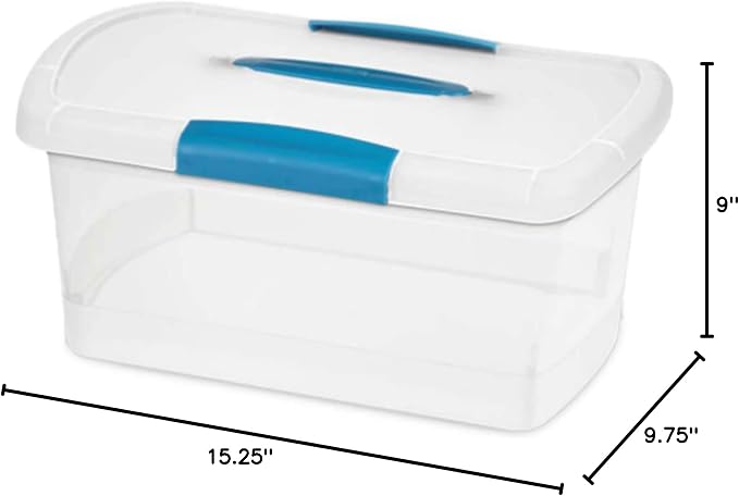 Sterilite Medium Nesting ShowOffs, Stackable Small Storage Bin with Latching Lid and Handle, Plastic Container to Organize Home, Clear, 30-Pack