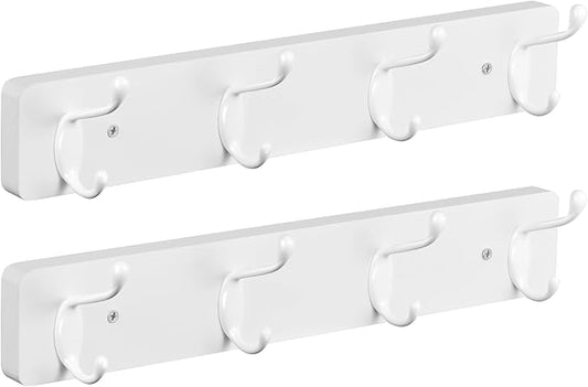 OUTNILI 2 Pack Coat Rack Wall Mount - White Coat Hooks Wall Mounted for Sunglasses Jackets Hats Purse Dog Leashes Towels - Coat Hanger for Entryway Closet Mudroom Laundry Room Bathroom
