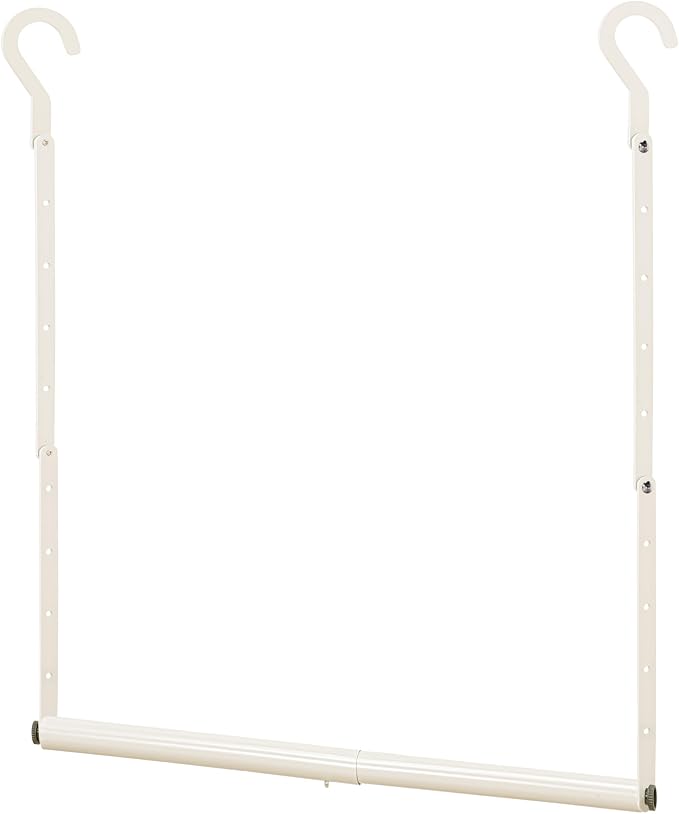 STORAGE MANIAC Adjustable Closet Rod for Hanging Clothes, 1 Pack White | Expandable 17.9"-29.7" Heavy-Duty Metal Closet Hanging Rod with 9 Height Adjustments, Space-Saving Double Closet Organizer