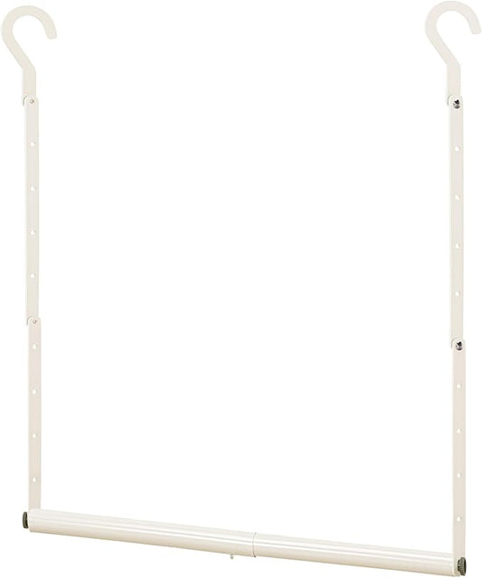 STORAGE MANIAC Adjustable Closet Rod for Hanging Clothes, 1 Pack White | Expandable 17.9"-29.7" Heavy-Duty Metal Closet Hanging Rod with 9 Height Adjustments, Space-Saving Double Closet Organizer