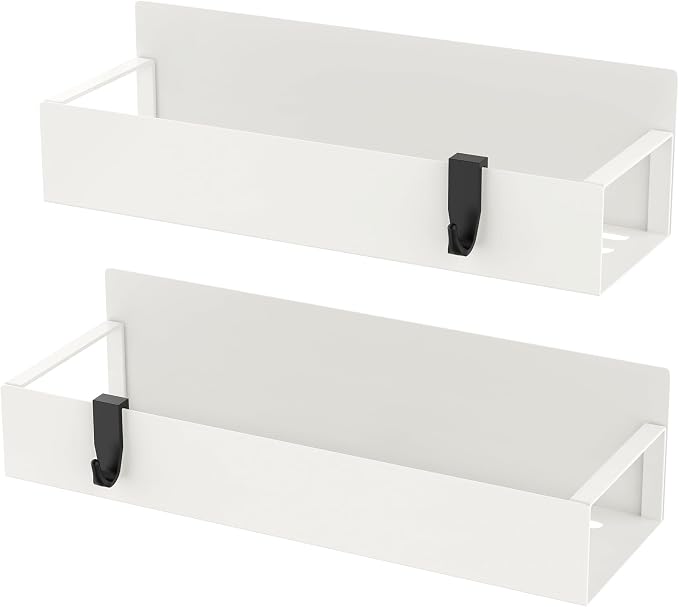 HuggieGems 2 Pack Magnetic Spice Storage Rack Organizer for Refrigerator and Oven, Cream White Fridge Organizers and Storage