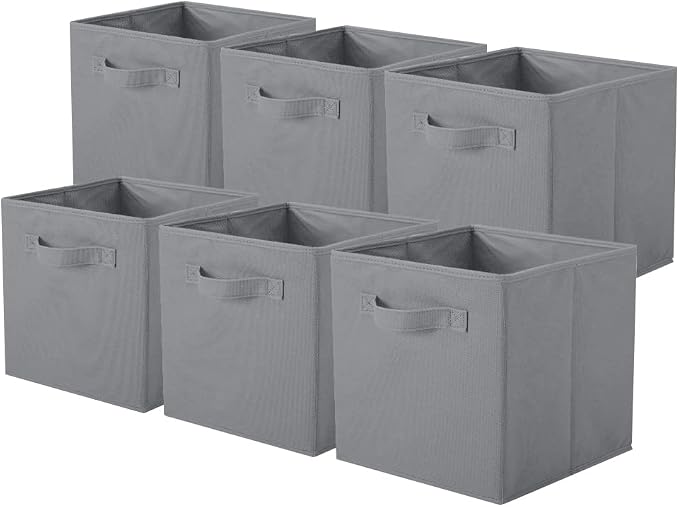 ShellKingdom Storage Bins, Foldable Fabric Storage Cubes And Cloth Storage | Storage Organizer For Closet And Toys, 10.5x10.5x11 INCH, 6 Pack (Gray)