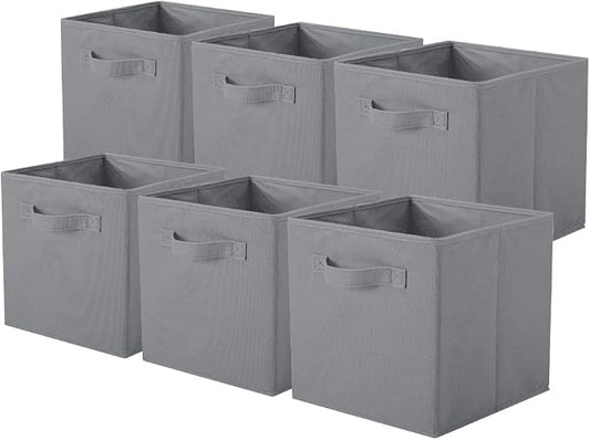 ShellKingdom Storage Bins, Foldable Fabric Storage Cubes And Cloth Storage | Storage Organizer For Closet And Toys, 10.5x10.5x11 INCH, 6 Pack (Gray)
