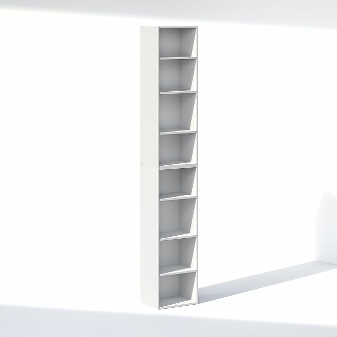 Furinno PASIR 8-Tier Closet Organizers and Storage, Open Shelf, Storage Organizer, 12-Inch Width, for Closet, Bedroom, White