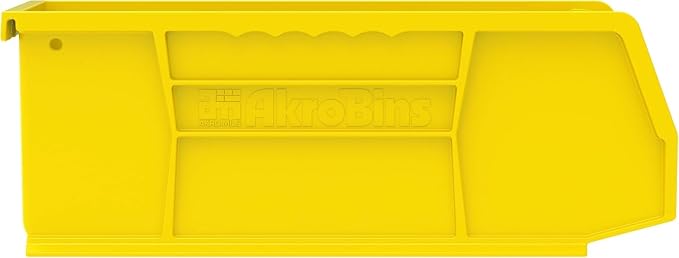 Akro-Mils 30224 AkroBins Plastic Storage Bins, 11"x 4"x 4", Yellow, 12-Pack | Space-Saving Stackable Bins for Garage, Pantry, Craft Organization