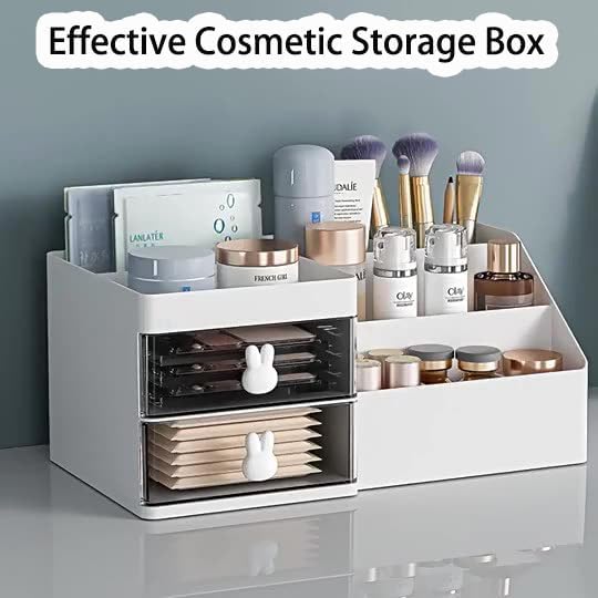 Makeup Organizer with Drawers, Cosmetic Storage for Dresser Vanity and Bathroom Countertop, for Kids Family, Toothpaste Holder for Bathroom Vanity Organizer Storage (White)