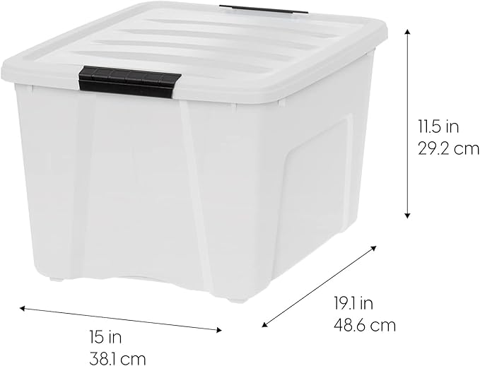 IRIS USA 6-Pack 40 Quart Storage Bins with Lids, Pearl | Conceals contents for a clean look. Perfect for moving, blankets, clothing, and garage storage. Nestable design saves space