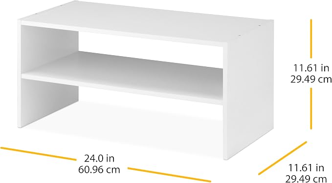 Whitmor Wood Stackable 2-Shelf Shoe Rack, White, 24 inches，2 Pack