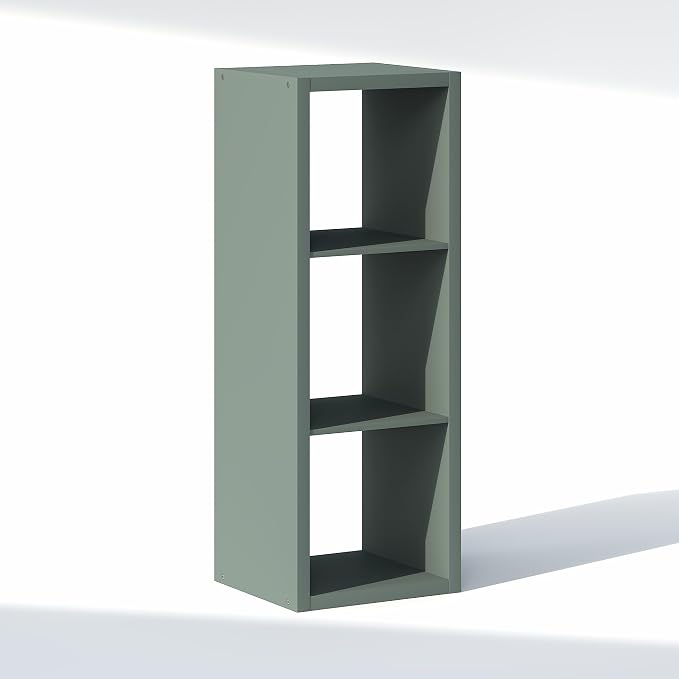 Furinno Cubic Extra Thick 3-Cube Closet Organizers and Storage, Sage Green | 14.6 x 16 x 44 in, Open Shelf Closet Storage, Closet Organizer, for Wardrobe, Bedroom, Living Room