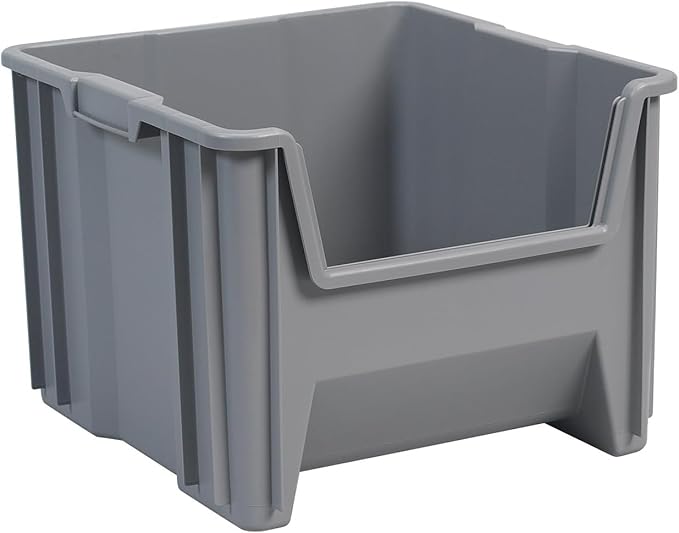 Akro-Mils 13018 Stak-N-Store Stackable Storage Bins, Heavy Duty Garage Storage Containers, Open Front Plastic Organizer for Tools, Shelves, Closet Organizer, 17-1/2" x 16-1/2" x 12-1/2", Gray, 2-Pack